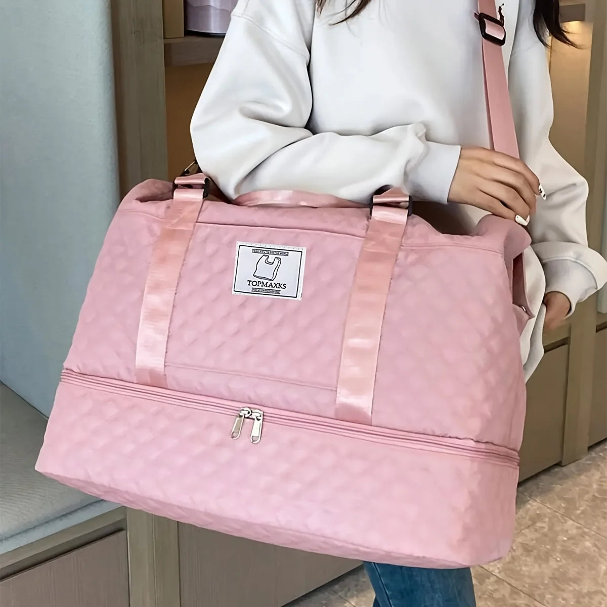 Large capacity, lightweight, foldable luggage bag, independent shoe compartment, casual and convenient storage bag,