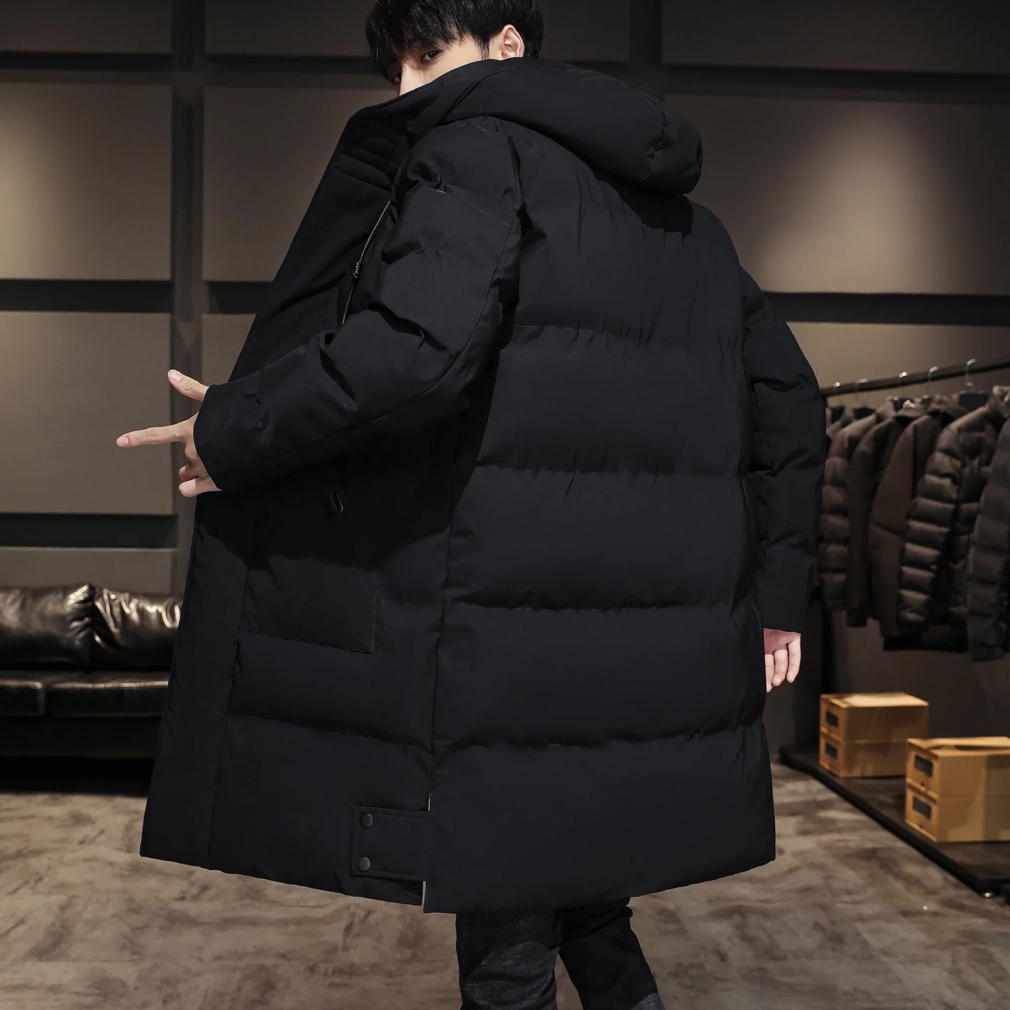 8XL 7XL Men's High Quality Hooded Jacket Black Fashion Winter Jacket Men Brand Clothing New New Parka Men Thick Warm Long Coats