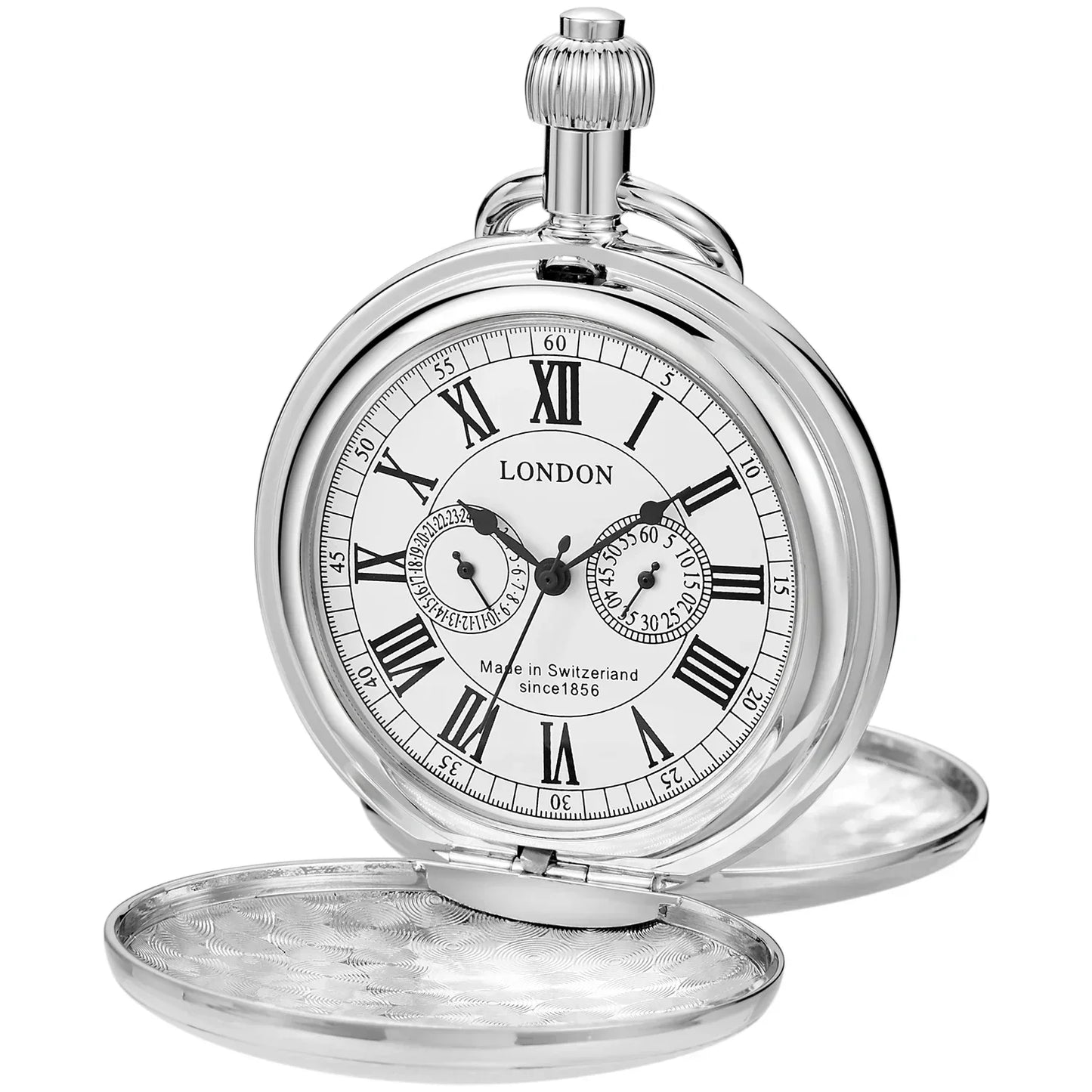 Antique Imperial Luxury Pocket Watch Mechanical Hand Winding Stainless Steel Case Mens Pocket Watch 30cm Chain
