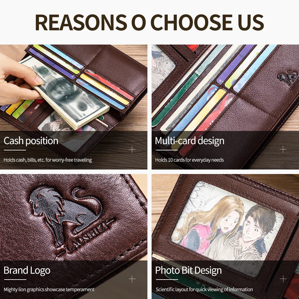 Neutral Wallet Multi-Card Slot Genuine Leather with Album Position Coin Slot Design Durable Money Holder for Men And Women