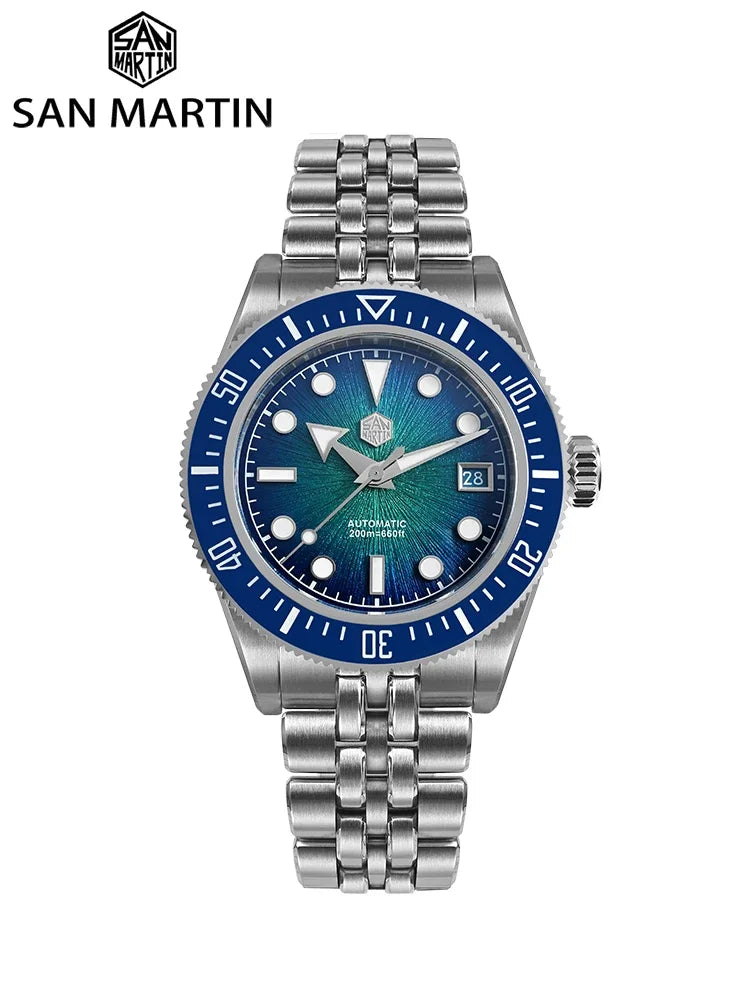 San Martin SN0148 Watch Miyota 9015 Enamel Sunburst Dial Automatic Mechanical Waterproof 200m Original Design Men Dive Watches
