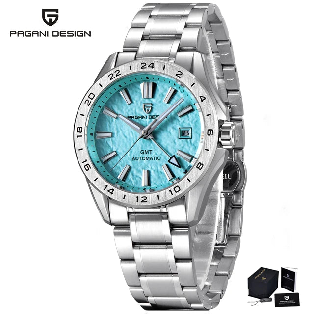 PAGANI DESIGN New 39mm Desert Texture Luxury Business Men's Watch GMT Automatic Mechanical Sapphire 100M Waterproof Night Light