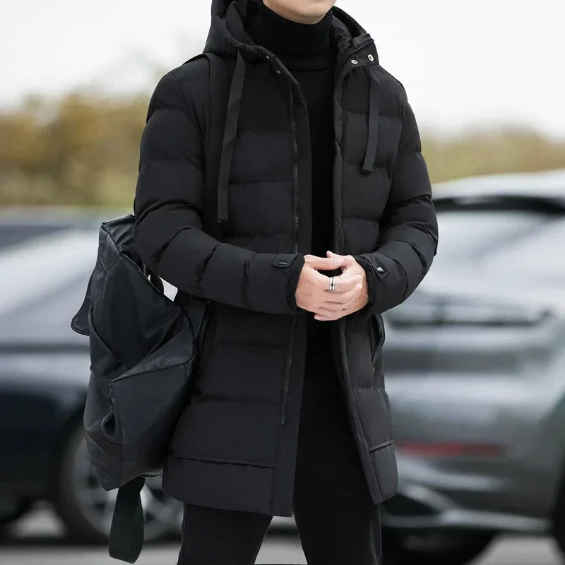 Male Outwear Winter Coats Mens Jackets Winter Thicker Warm Parkas New Slim Fit Jackets Size Men Hooded Casual Long Down Jackets