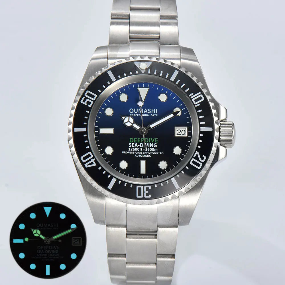 44mm men's watch NH35 movement automatic mechanical watch sapphire glass business deep-sea watch stainless steel strap