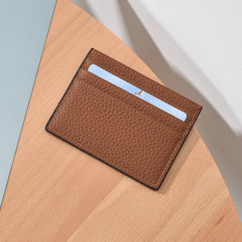 Ultra-thin Card Holders Genuine Leather High Quality Luxury Design Unisex ID Card Case Cowhide Solid Slim Business Card Wallet
