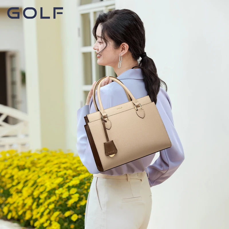 GOLF Women's Handbag Brand Minimalist Fashion Bag Genuine Leather Large Capacity Middle aged Mom Bag