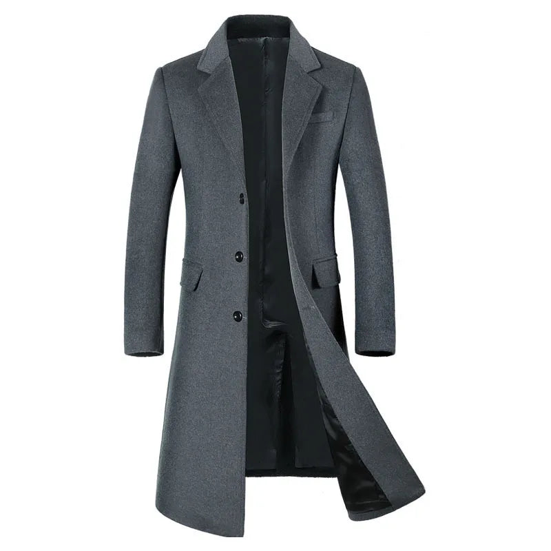 High Quality Men's Wool Coat 6XL Oversized Winter Men Long Trench Cotton-padded Overcoat Men Clothing Woolen Coat A2F1810