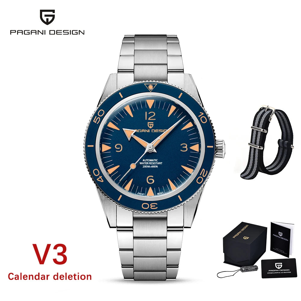 PAGANI DESIGN NH35 Automatic Men Mechanical Watches 200m Waterproof Sapphire Ceramic Diving Stainless Steel Clock V3