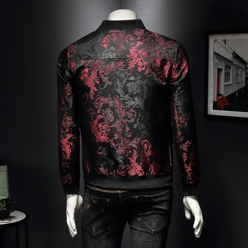 Paisley Pattern Floral Jacket Men 2024 Spring Retro Slim Bomber Jacket Coat Fashion Men's Street Embroidered Flower Jacket Coats