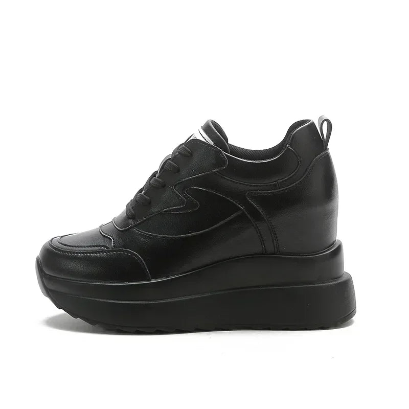 Fujin 10cm 4 inch Platform Wedge Sneakers Chunky Shoes Genuine Leather for Women Summer Shoes Autumn Walking Sneakers Fashion