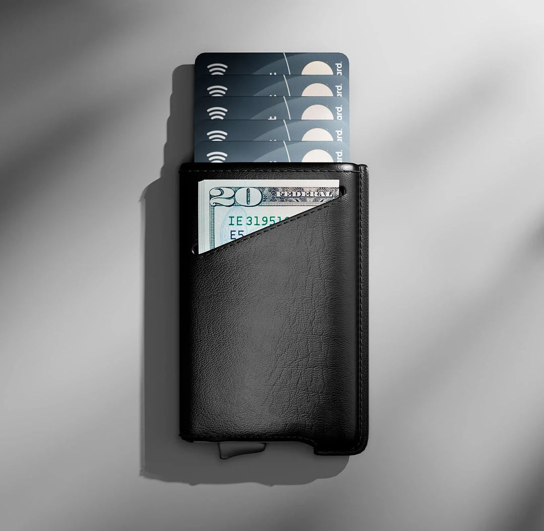 YE TREE Men Wallets Pop Up Business Credit Card Holder RFID Blocking Slim Smart Carbon Fiber Wallet with Pocket