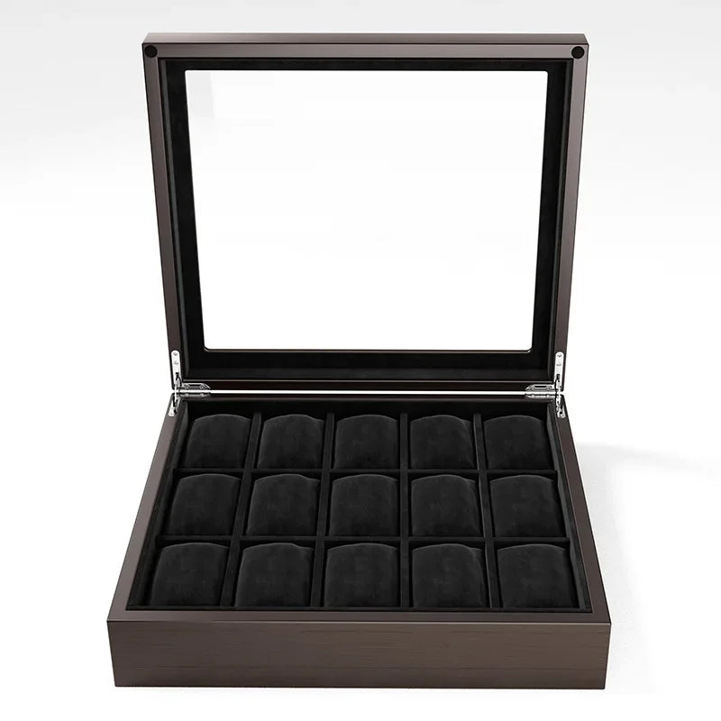 Watch Box Storage Case Wood Watch Boxes Organizer for Men Mechanical Wrist Watches Transparent Skylight Display Collection Gift