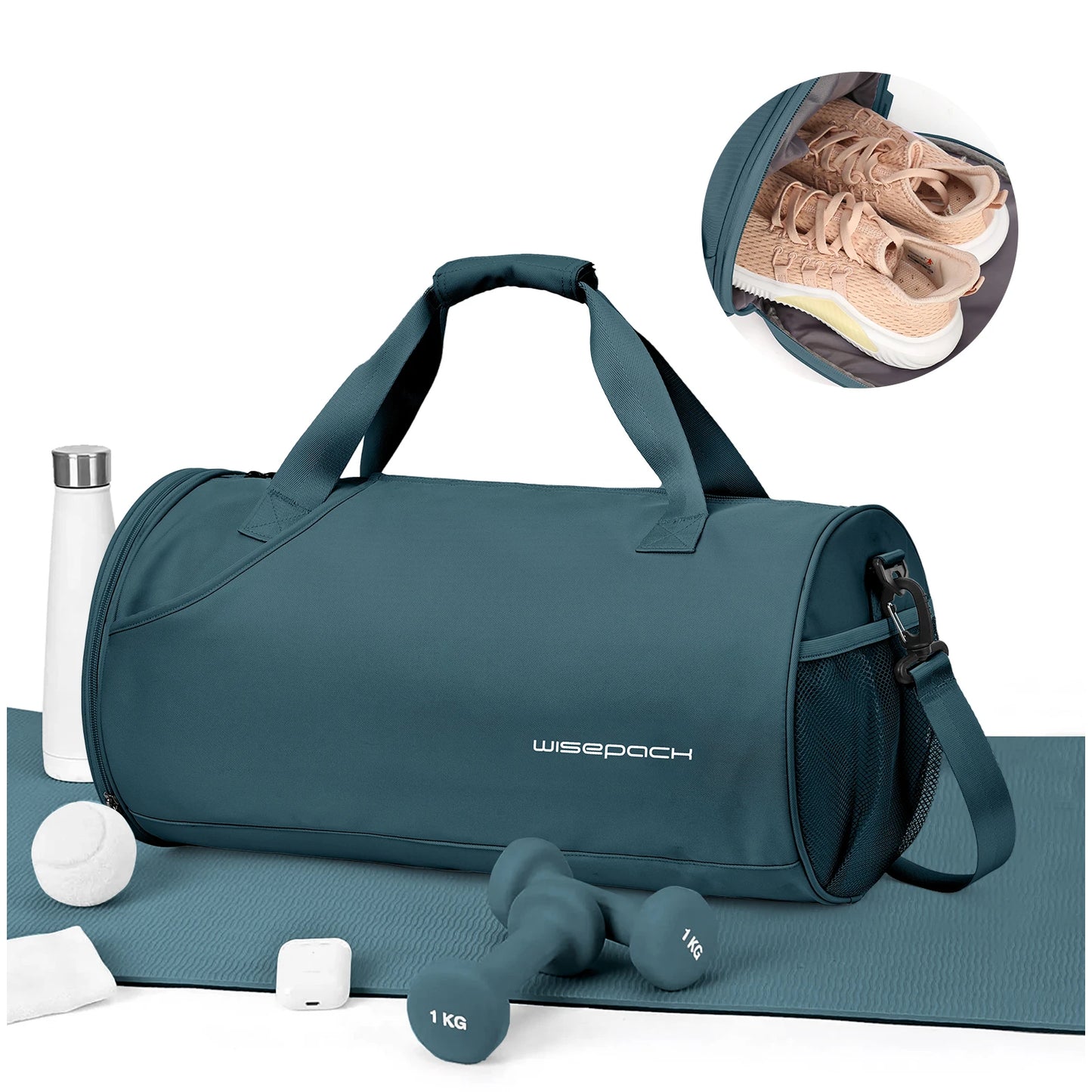 Gym Duffel Bag for Women,Daypack for Sports Gyms and Weekend Getaway,Waterproof Travel Bag with Shoe and Wet Clothes Compartment