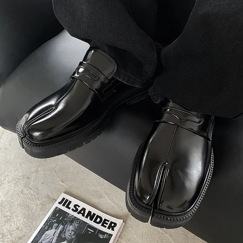 Mens Cow Leather Tabi Shoes, Loafer for Men and Women Split Toe Thick Sole Casual Leather Casual Shoes Sneakers Loafers Men