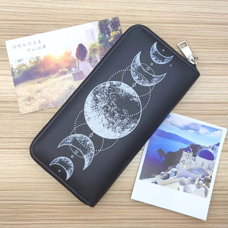 New Women's Wallet Moon Goddess Printing Long Zipper Purse Fashion Simple Large Capacity Mobile Phone Coin Purse Card Holder