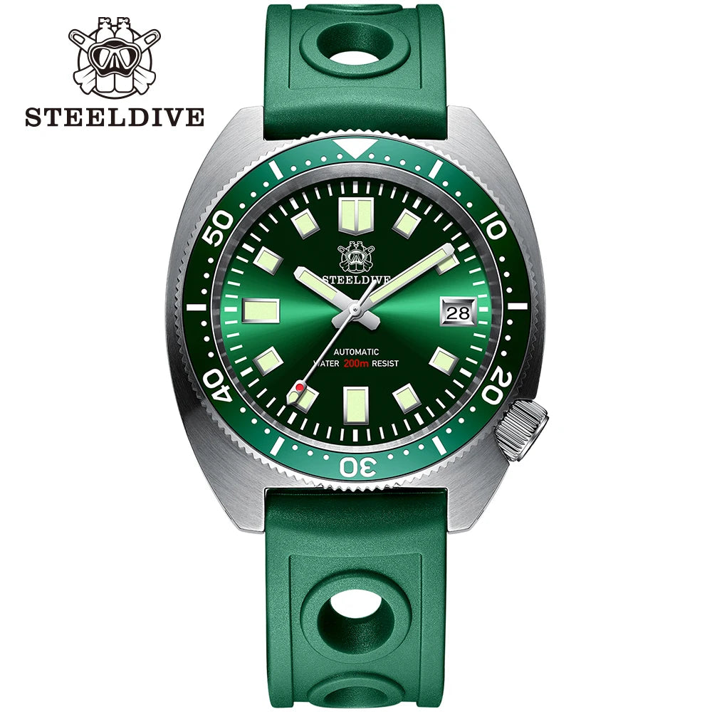 STEELDIVE Top Brand Thin Abalone Men's Diving Mechanical Watches AR Coating Sapphire Glass Movement 200M Waterproof Dive Watch