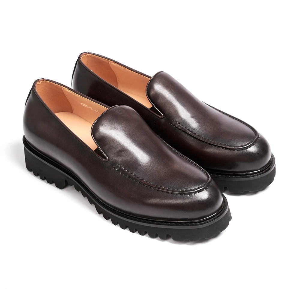 Fashionable Men Formal Shoes Genuine Leather Handmade High Heels Thick Shoes Classic Wedding Office Men's Formal Business Shoes