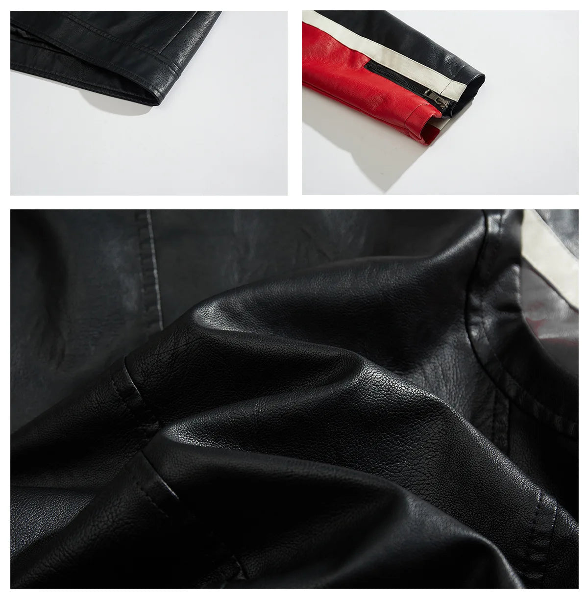 Autumn Winter Men's MV Agusta Logo Contrast Motorcycle Biker Leather Jackets PU Coat Fashion Stand Collar Hood Leather Jacke