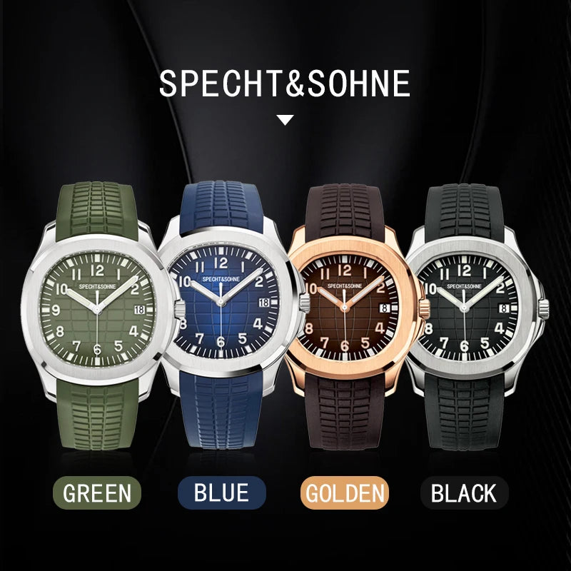 2025 Luxury Specht&Sohne Automatic Watches For Men Rubber Strap Miyota 8215 Movt Classic Sport Wrist Watch Relogio Masculino