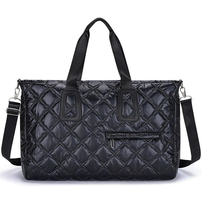 Travel Tote Bag Quilted Plaid Shoulder Duffle Bags Outdoor Camping Shopping Handbag Large Sport Gym Yoga Pack with Wet and Dry