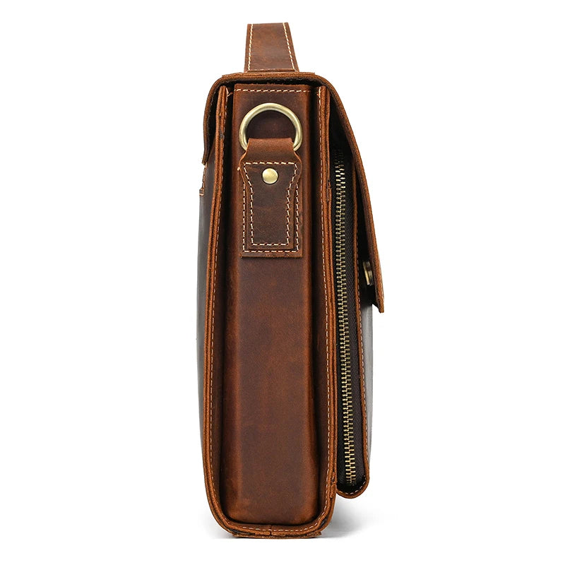 Men's leather shoulder bag casual cross body bag iPad top layer real cowhide men's bag waterproof sling bag message bag fashion
