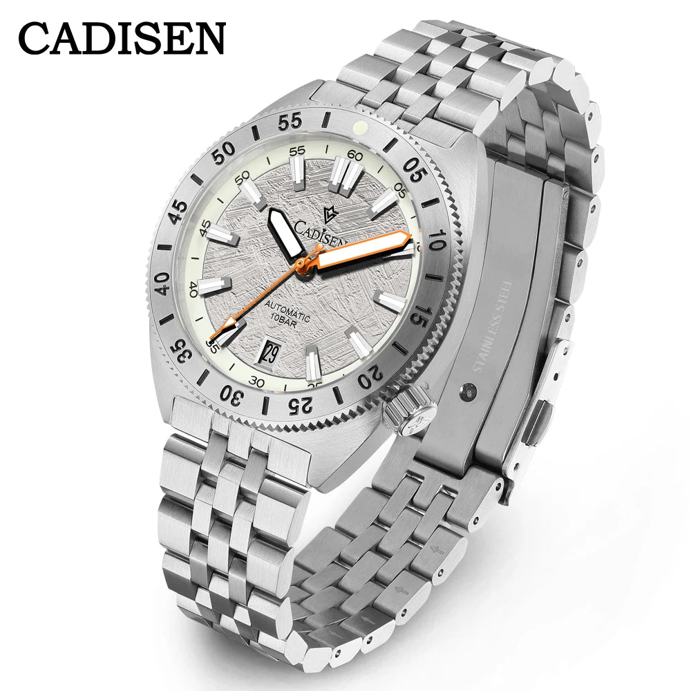 CADISEN Automatic Mechanical Watch Man Meteorite Dial Business Casual Waterproof Watch MIYOTA 316L Stainless Steel Men's Watch