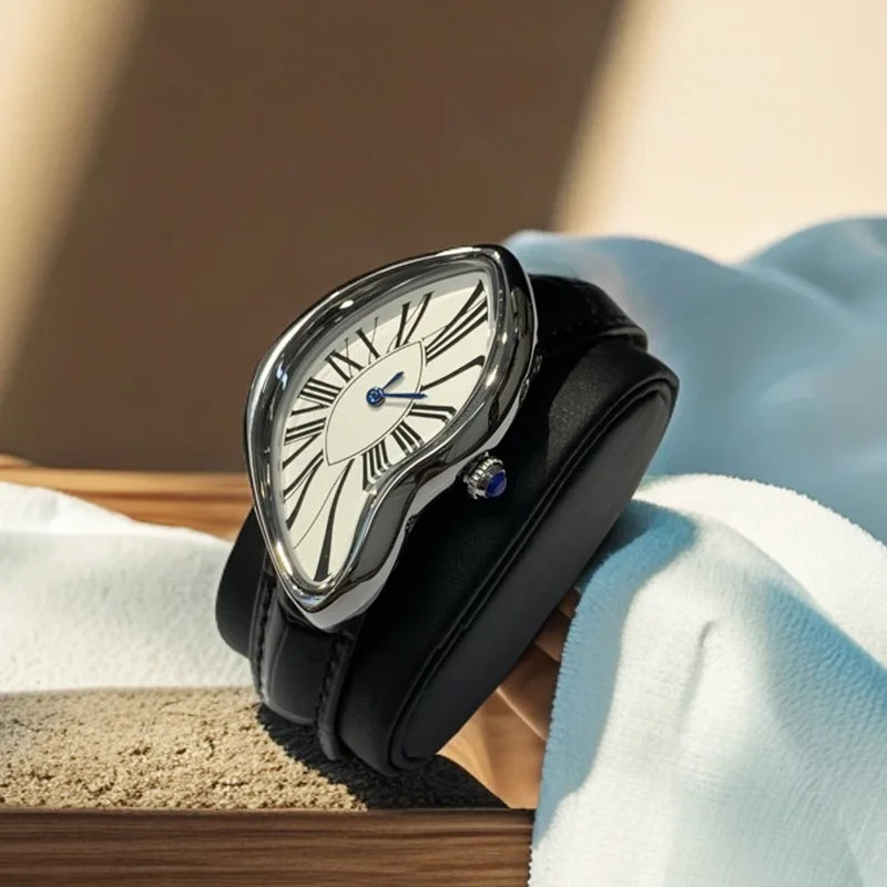 Medieval Crash Creative Melting Twisted Watch High Quality Genuine Leather Watch For Men Luxurious Sapphire Glass Men's Watch