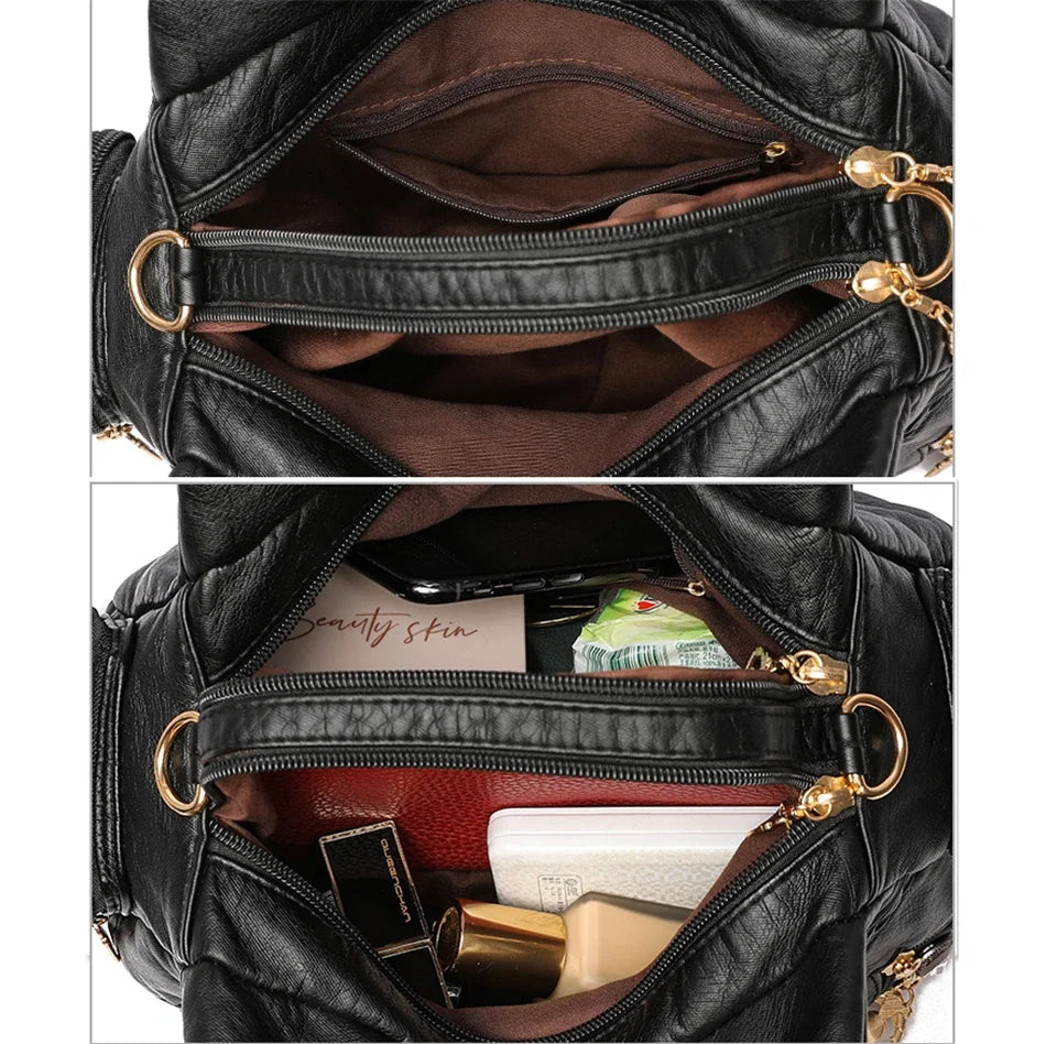 Leather Casual Crossbody Bags for Women 2024 Ladies Luxury Designer Tote Handbag Top-Handle High Quality Shoulder Bag Sac A Main