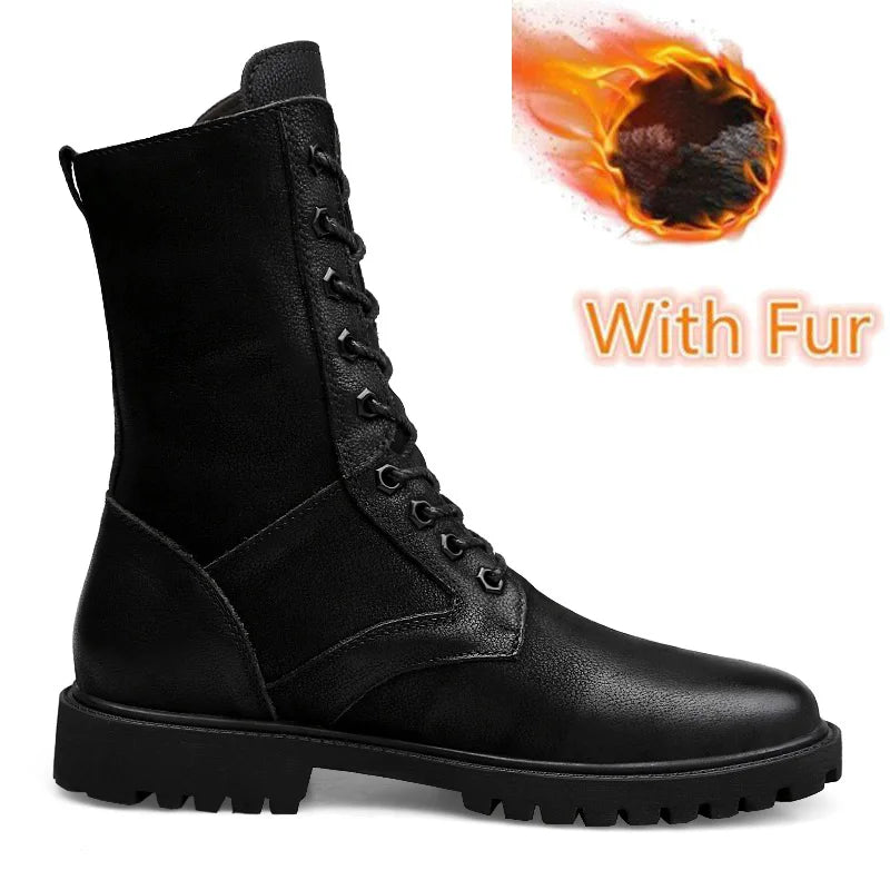 New Arrival Motorcycle Boots Genuine Leather Men Winter Shoes Warm Waterproof Man Boots Luxury Motorcycle Footwear Casual Shoes