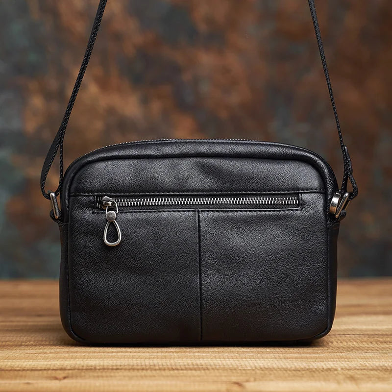 NASVA Leather Men's Casual Shoulder Messenger Bag Retro Fashion Classic Handmade Mini Men's Bag For 9.7 Inch iPAD