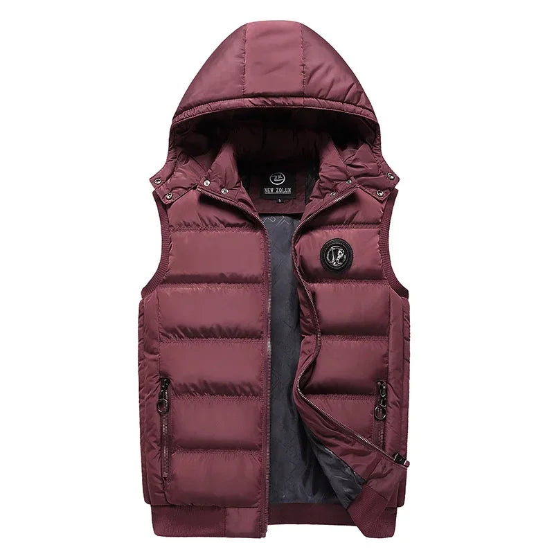 New Men's Winter Cotton Clothing Fashion Urban Hooded Cardigan Stand-up Collar Men's Casual Jacket Youth Classic Soft Warm Vest
