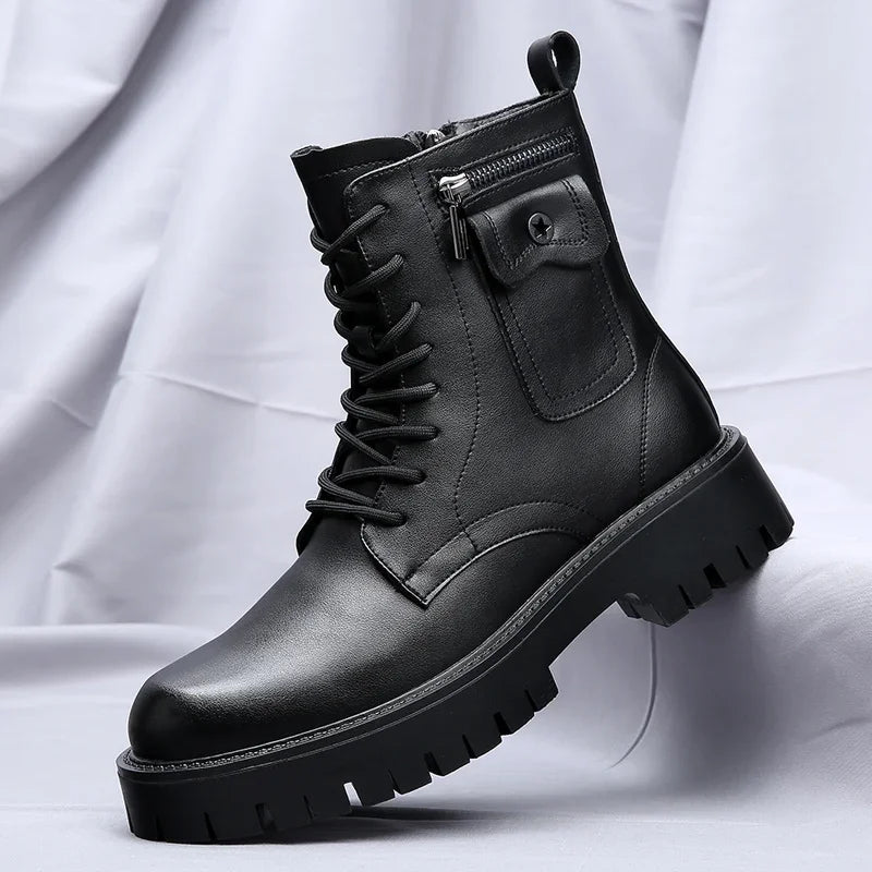 Men's English Style Thick Sole Design Men Boots Luxury High End Top Layer Leather Brand Famous Chelsea High Quality Casual Boots