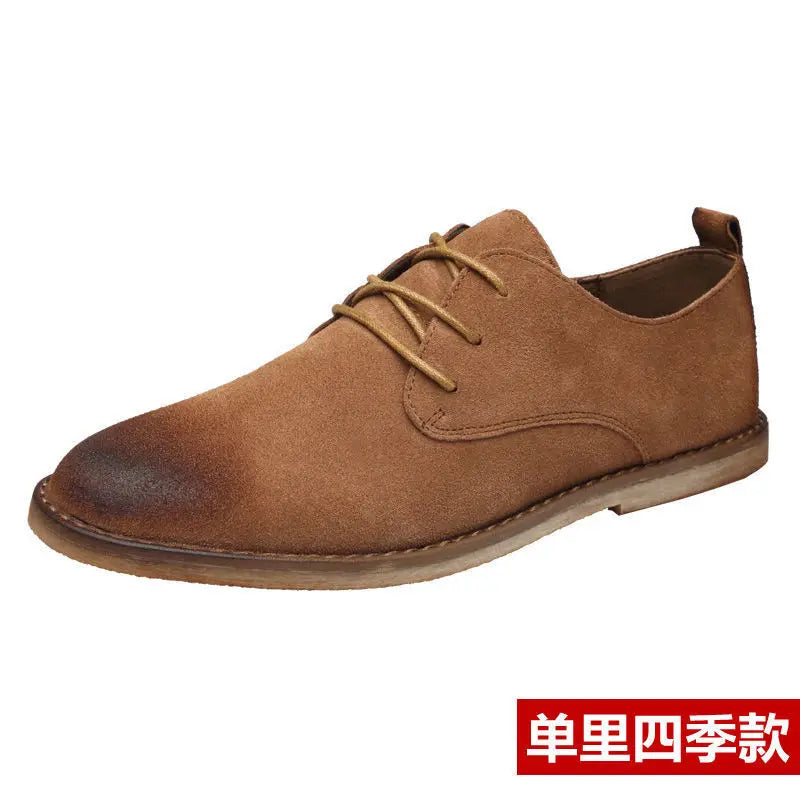 New Real Leather Boots Men Cowhide Hign Shoes British Retro Short Boots Male Tooling Desert Boots ClassicsAnti-slip shoes