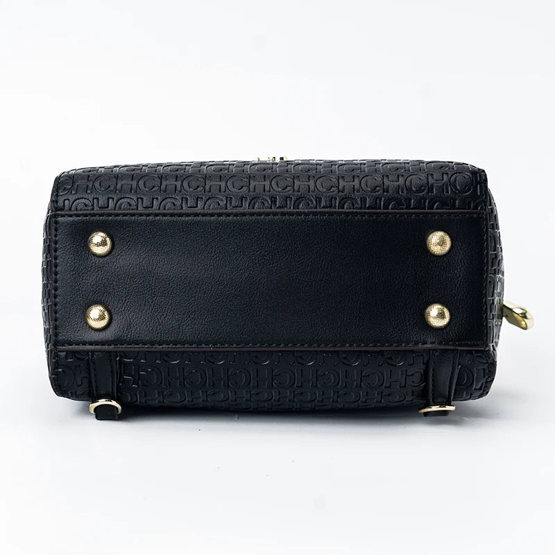 CH Classic Fashion Zipper Design Women's Handbag, Monogram Print, Versatile Solid Color Block Shoulder Bag
