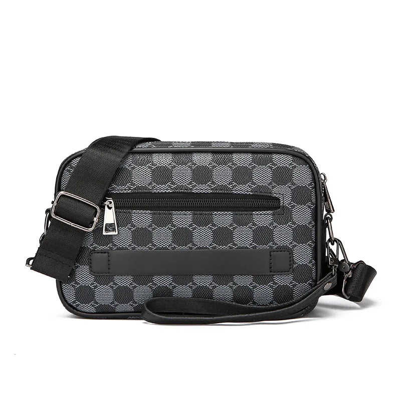 Casual Business Shoulder Bag Men PU Leather Messenger Bag Wide Strap Crossbody Bags Square Clutch Bag Designer Male Sling Bags