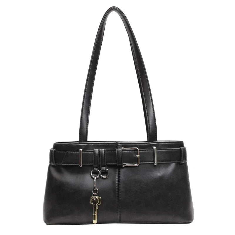 Sewing Thread Pu Fashion Shoulder Bags Zipper Sewing Thread Large Capacity 2025 High Quality Bags for Women Bolsa Mujer