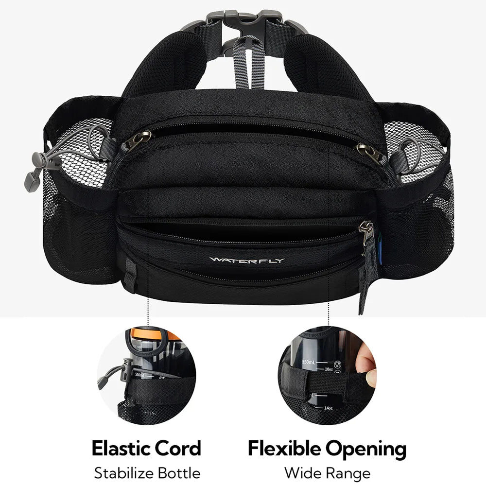 WATERFLY Fanny Pack Waist Bag Waist Pack For Women Men With Two Water Bottle Holder Hiking Fanny Pack For DogWalking Cycling