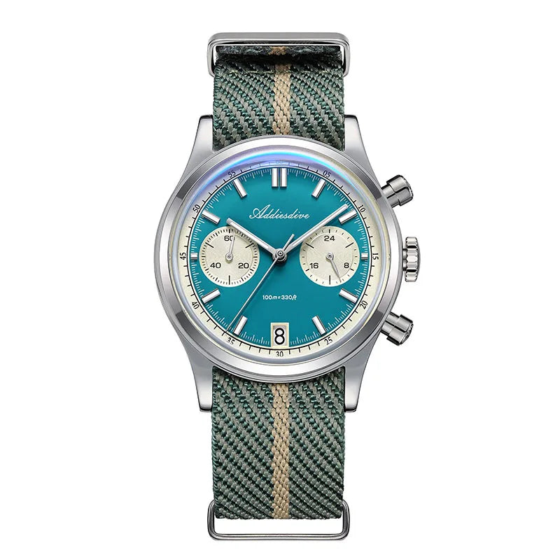 ADDIESDIVE TOP New Men Watch Bubble Mirror Glass 316L Stainless Steel BGW9 Luminous 100m Diving VK64 Quartz Chronograph Watch