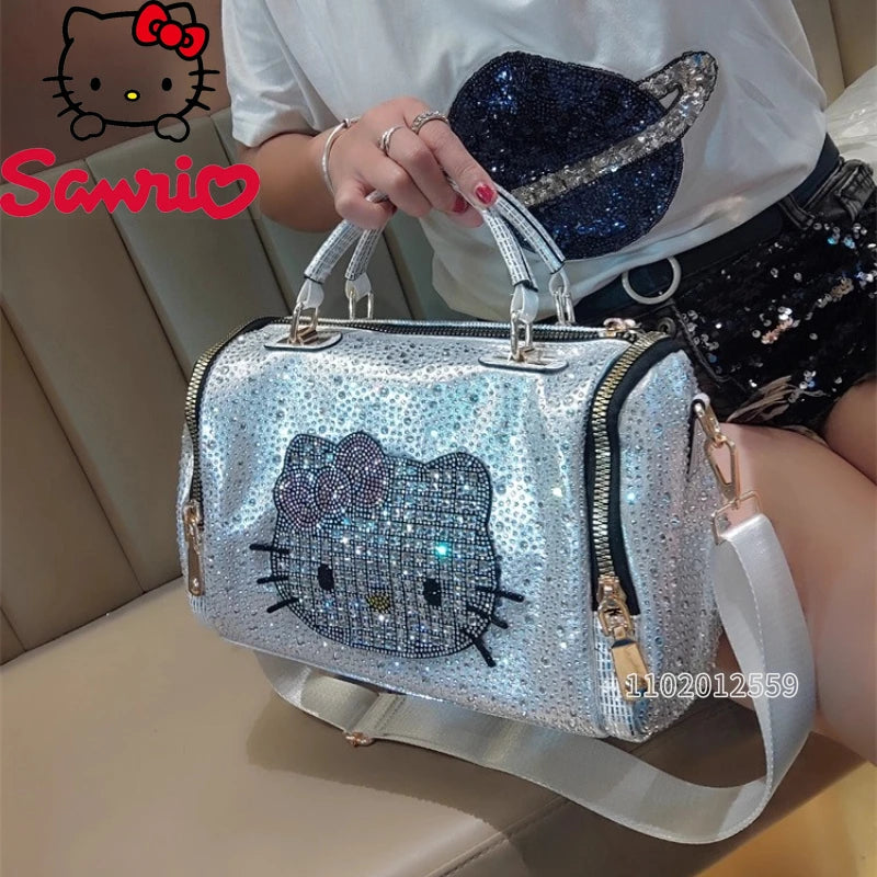 Hello Kitty New Diamond-studded Women's Handbag Fashionable Diamond-studded Women's Shoulder Bag, Large-capacity Women's Bag