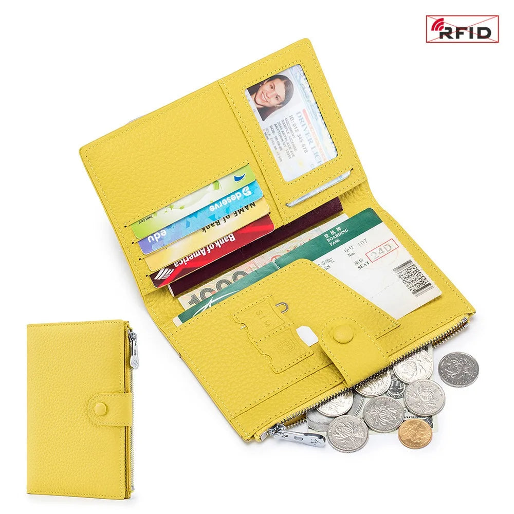Genuine Leather RFID Travel Passport Cover Case Wallet Bag Card Holder Cowhide Coin Purse Document Cover Flight For Men Women 12