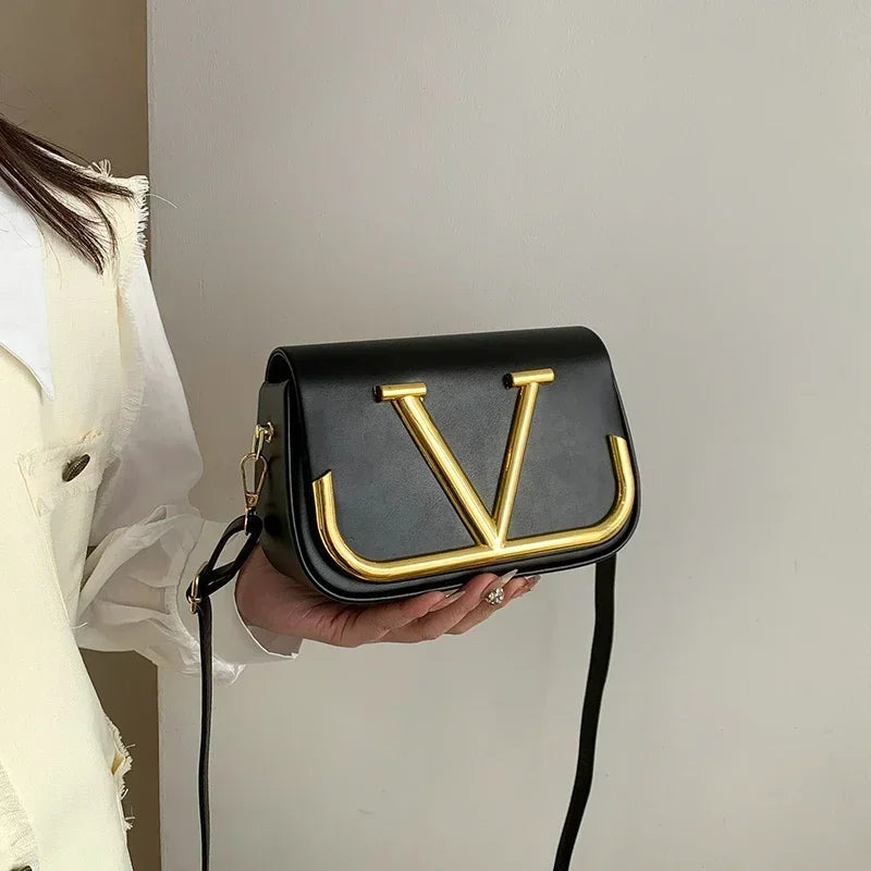 Elegant Simple Crossbody Handbag For Business Women With Solid Color Large Capacity Trendy Logo Design