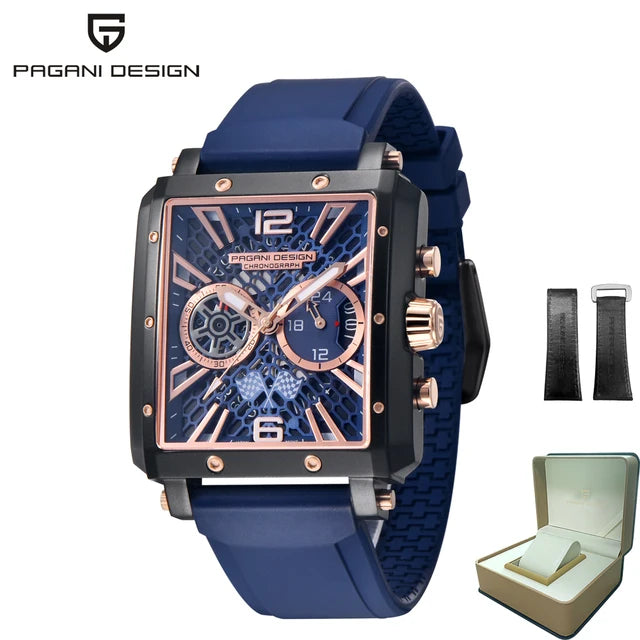 PAGANI DESIGN 2022 New Rectangular Watches for Men Top Brand Men's Sports Quartz Watches Skeleton Automatic Date Chronograph