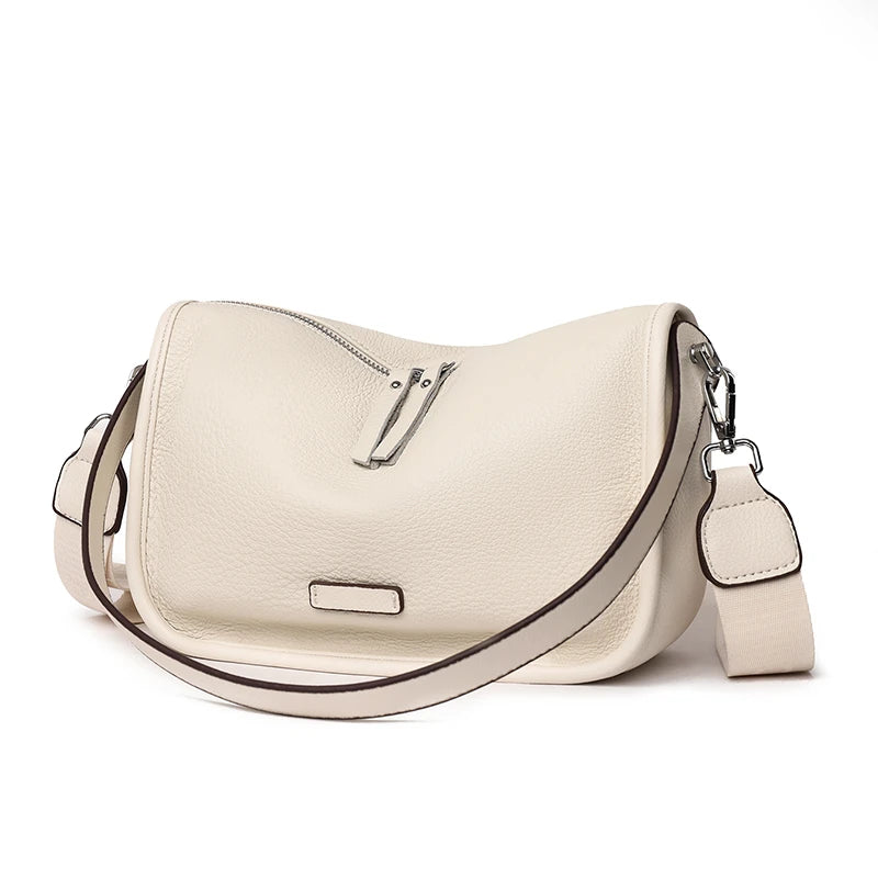 Luxury Soft Genuine Leather Handbag Fashion Women Shoulder Messenger Bag Solid Color Cowhide Sac Fashion Female Crossbody Tote