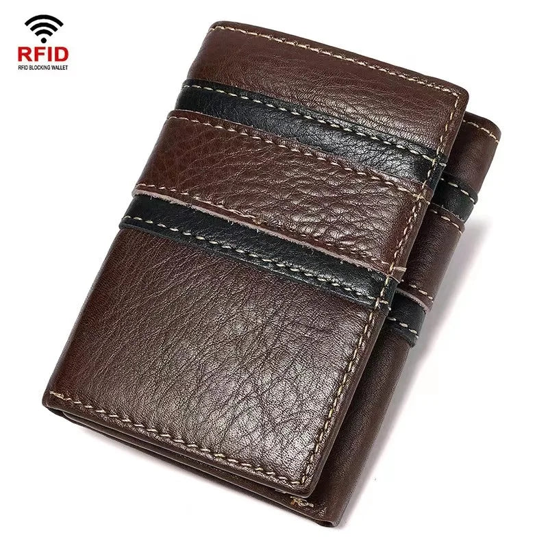 Genuine Leather Wallet Ultra-thin Fold Unisex Purse Credit ID Business Bank Purse Handmade Simple High Quality Handbag