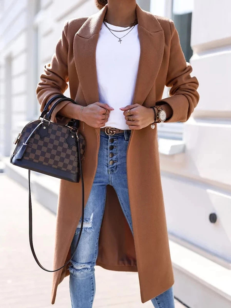 Suit woolen coat women senior sense 2024 autumn and winter new shoulder slimming Korean version thickened woolen coat