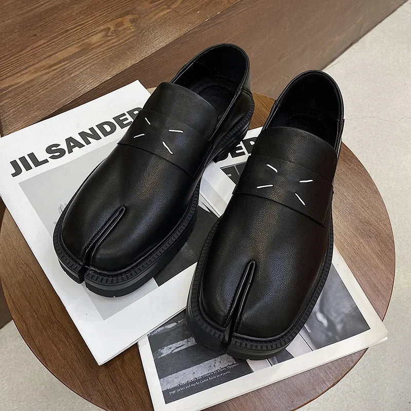 Mens Cow Leather Tabi Shoes, Loafer for Men and Women Split Toe Thick Sole Casual Leather Casual Shoes Sneakers Loafers Men