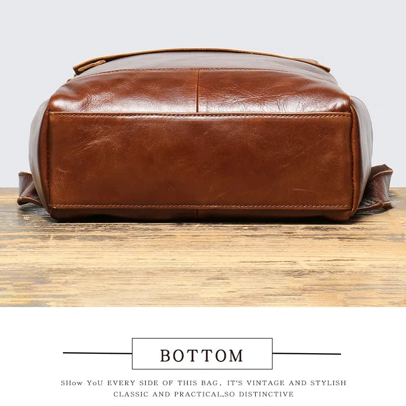 YETTIES Retro New Style Top Layer Cowhide Men's Travel Backpack Women's Genuine Leather Computer Backpack Large Capacity Handbag