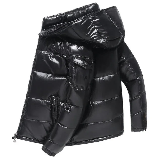 High Quality New Hooded Down Men Trend Solid Color Short Winter Hooded Jackets Coat Windproof Thickened Warm Long Sleeve Parkas