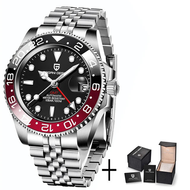 PAGANI DESIGN Sapphire Glass 40MM Ceramic GMT Mechanical Watches 100m Waterproof Classic Luxury Men Automatic Watch Reloj Hombre
