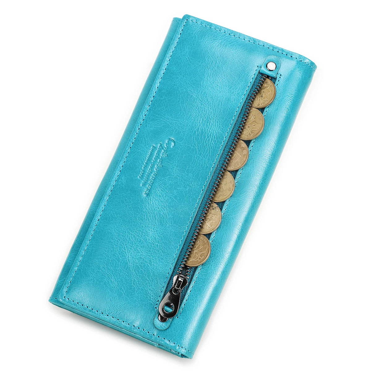 Contact'S Women Genuine Leather Wallets With Coin Pocket Long Wallets Zipper Wallets With Card Holders Femal Purse